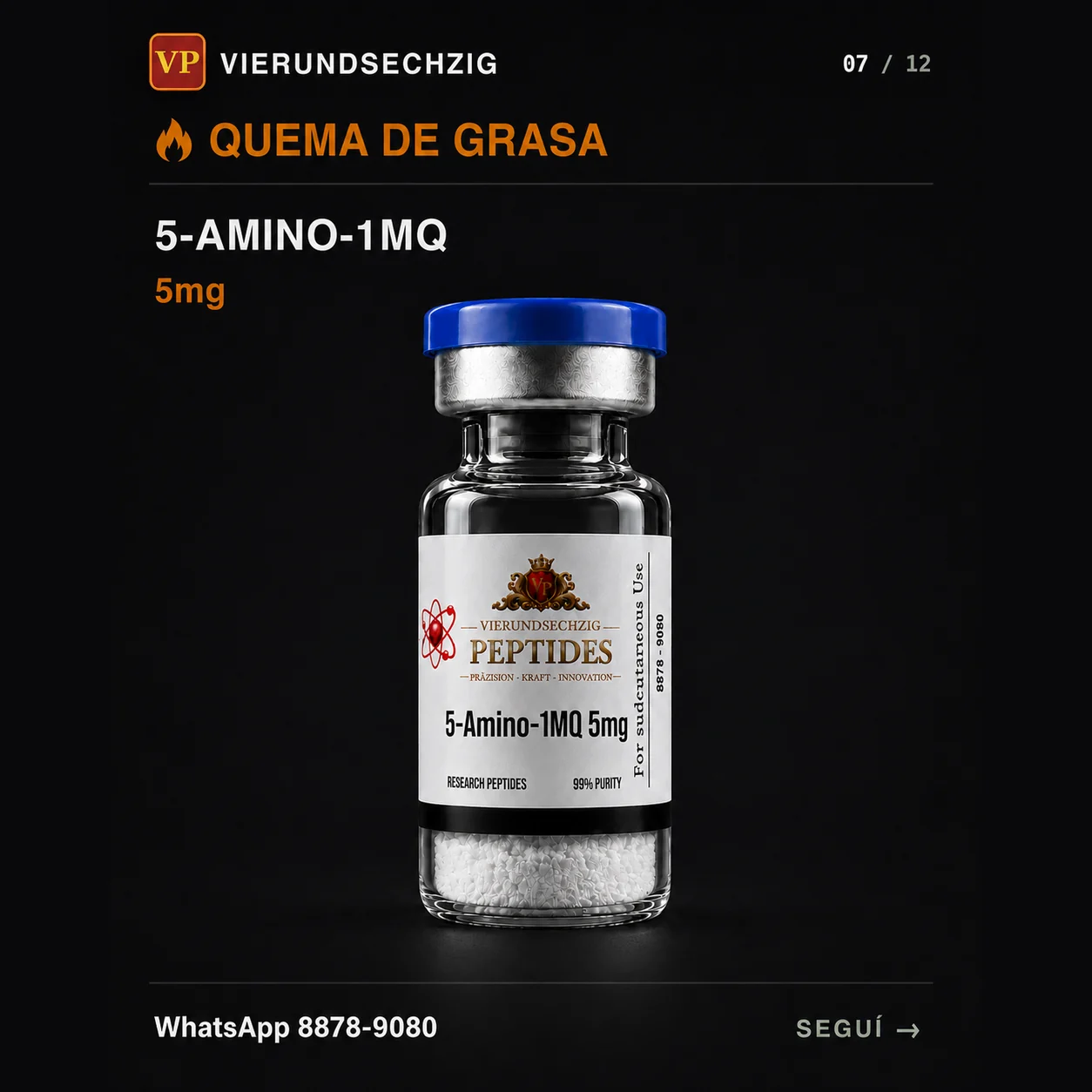 5-amino-1MQ 5mg — vial de Quema de Grasa