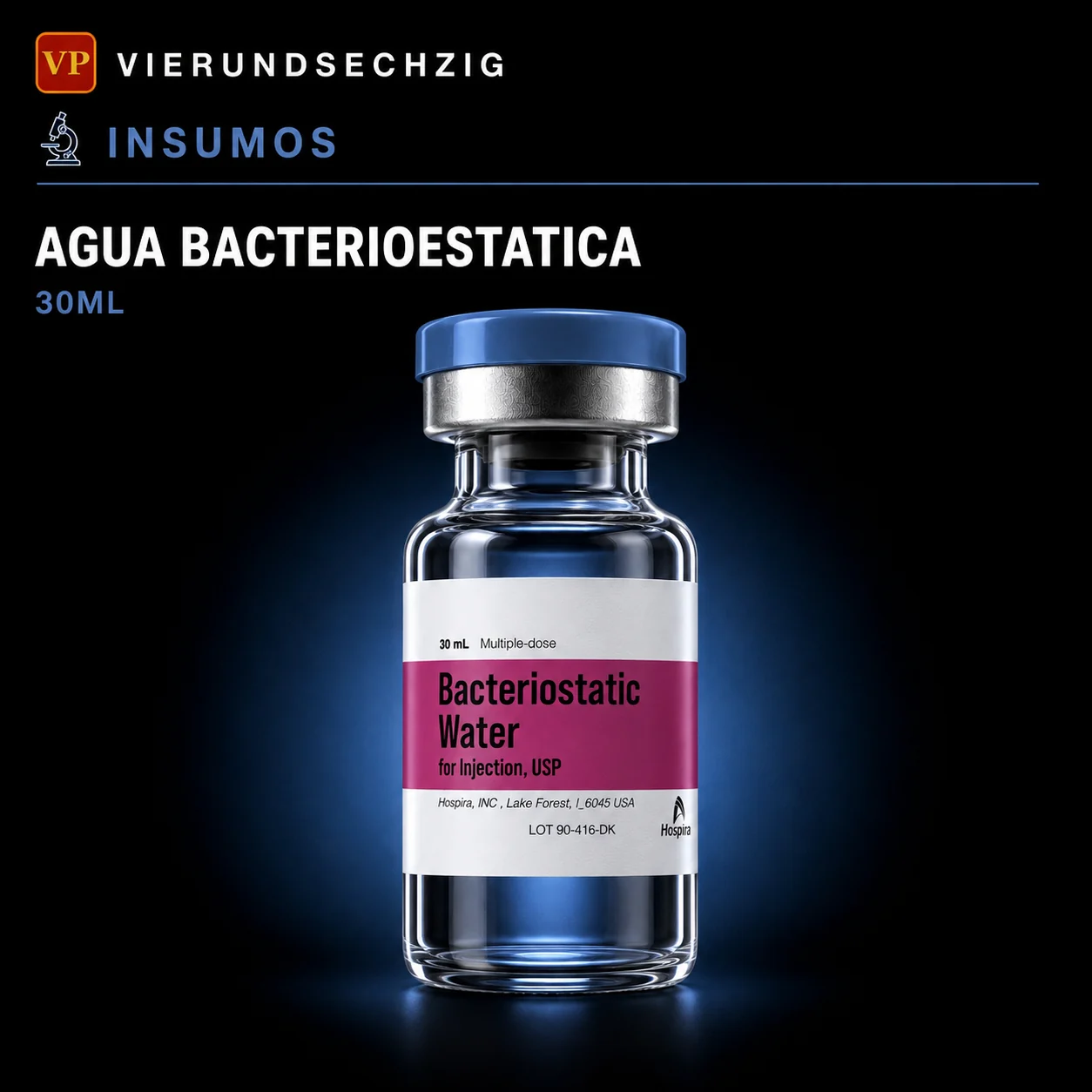 Agua Bacteriostática 30ml — vial de Insumos