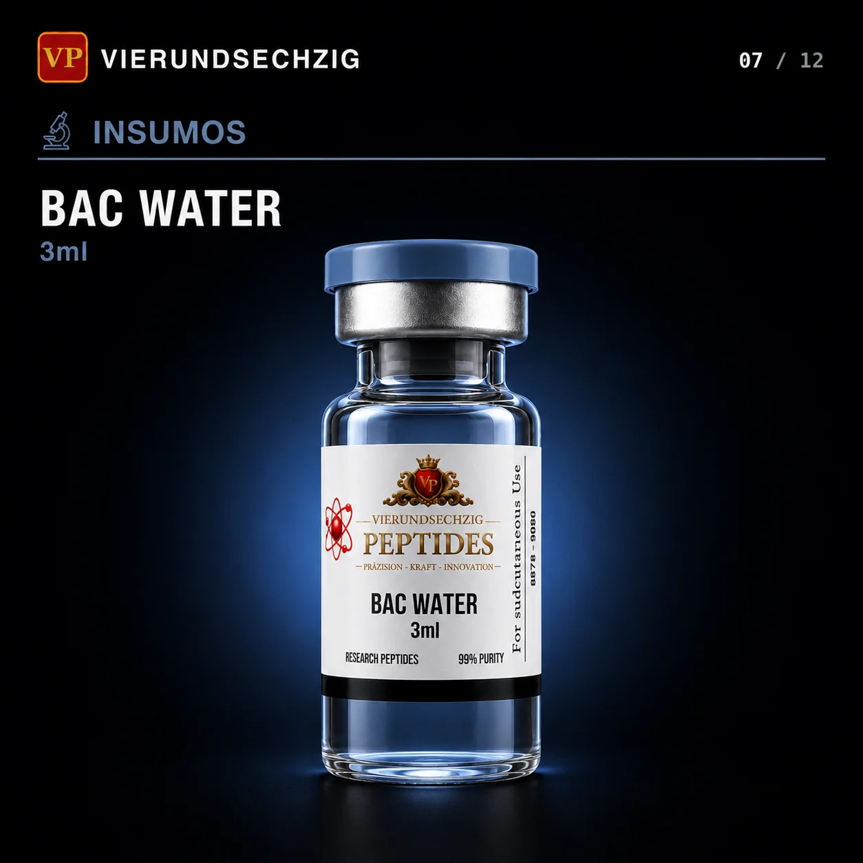 Agua Bacteriostática 3ml — vial de Insumos